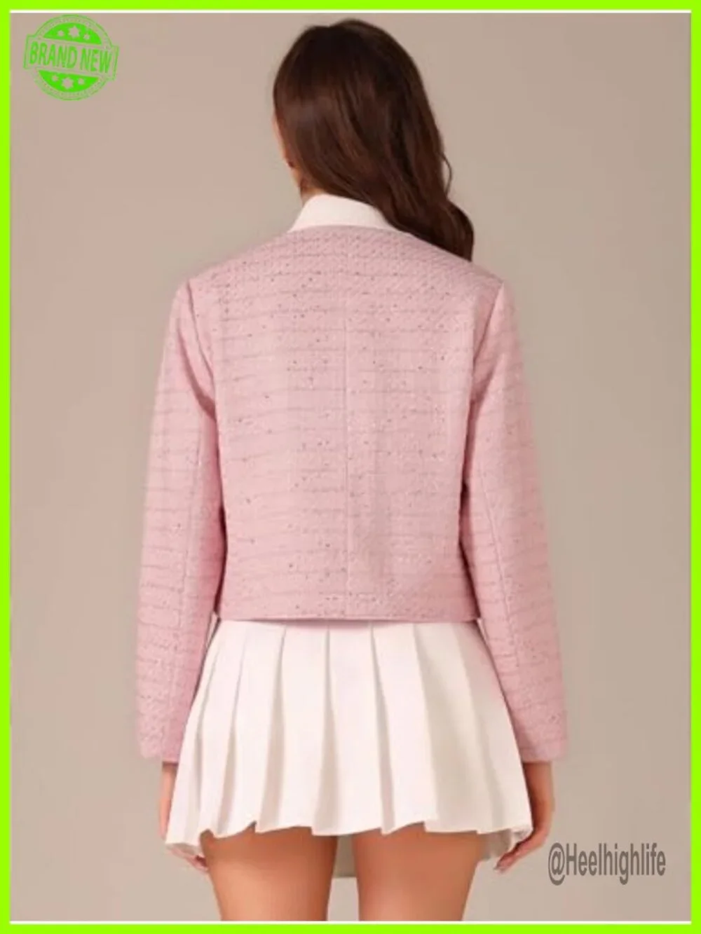 Tweed Blazer Long Sleeve Open Front Lightweight Casual Work Jacket
